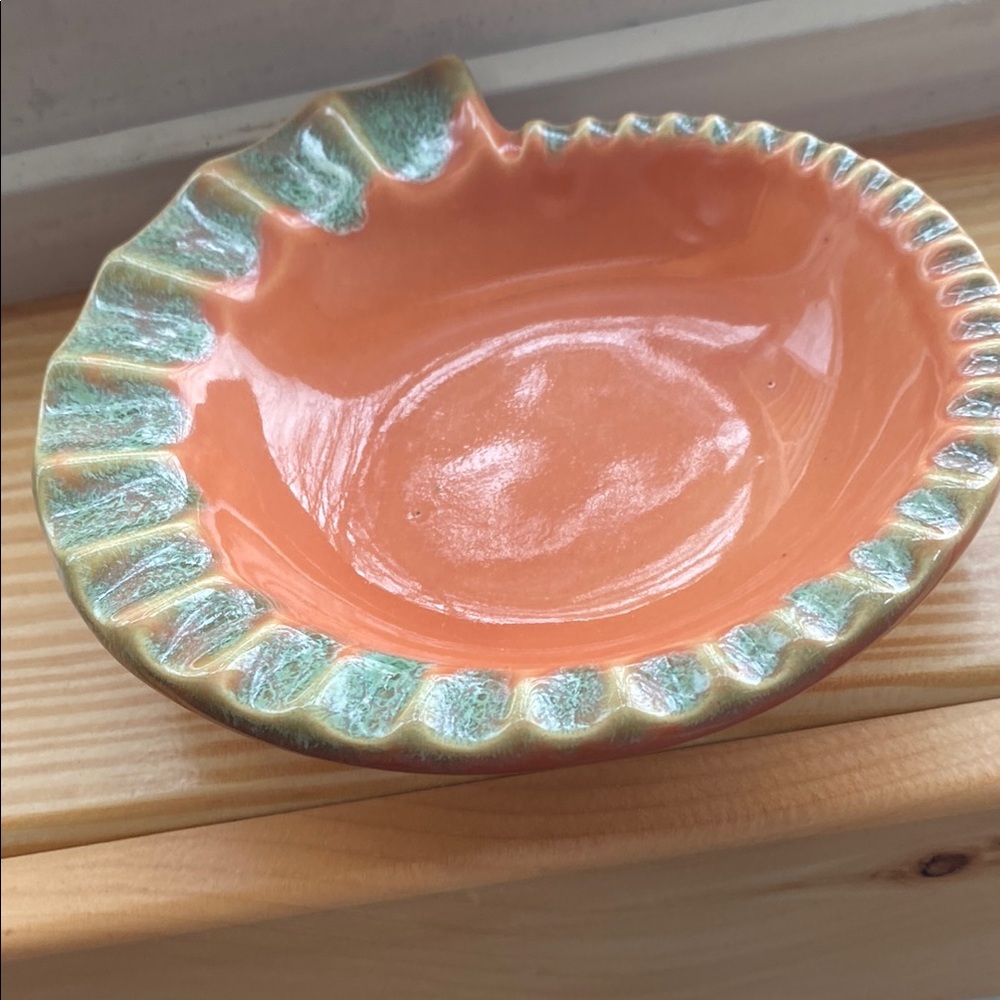 Handcrafted Orange and Green 
Catch all trinket dish